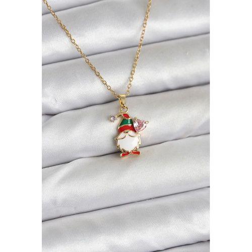 316L Çelik Zincir Gold Renk Yılbaşı Teması Kadın Kolye