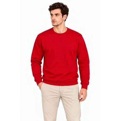 Erkek Bisiklet Yaka İçi Şardonlu 2 İplik Düz Uzun Kollu Regular Fit Sweatshirt - Kırmızı