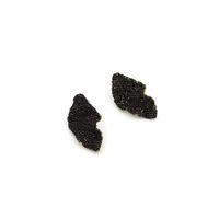 Dalgalı Taşlı Küpe - Siyah