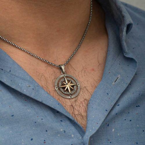 Lucky Life 925 Ayar Gumuss  Pusula Unisex Kolye