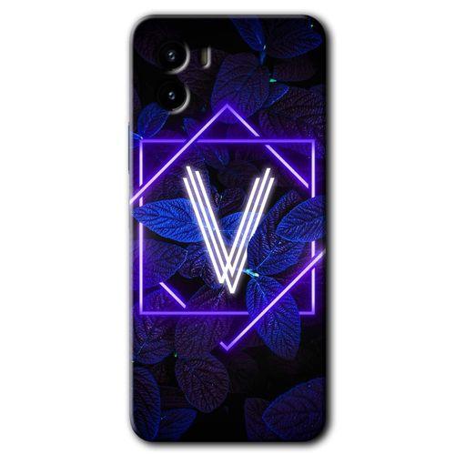 Vivo Y15s Kılıf HD Desen Baskılı Arka Kapak - Dark Neon Yaprak V Harfi + Kırılmaz Cam