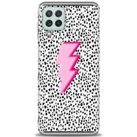 Samsung Galaxy M32 Kılıf HD Baskılı Kılıf - Pembe Şimşek + Tam Ekran Koruyucu