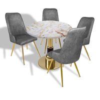 Dockers Gold - Çırağan Mutfak Masa Takımı - (Yuvarlak Çap 90cm - Werzalit, Wermodin ve Allzalit Tabla) - Gold-Füme