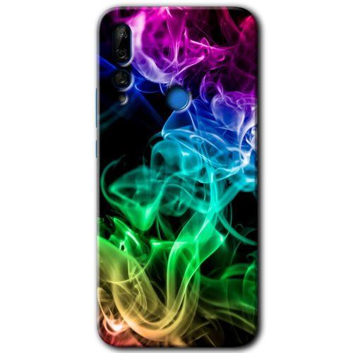 Huawei Y9 Prime 2019 Kılıf Baskılı Kapak - Smoke Colorful + 5D Tam Kaplayan Cam