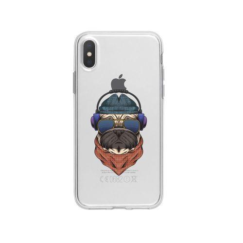 iPhone Xs Max Pug Desenli Premium Şeffaf Silikon Kılıf