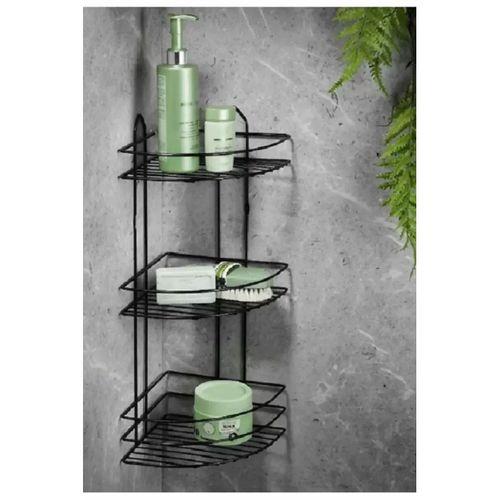 Köşelik Banyo 3 Raflı Siyah Metal Royaleks-56574