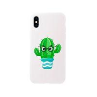iPhone X Gözlüklü Kaktüs Premium Beyaz Lansman Silikonlu Kılıf