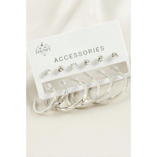 12 Adet Ezme Taşlı Halka Küpe