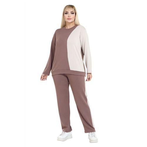 Melsay Butik Taba Ekru Renk Bloklu Modal Kadın Eşofman Takımı