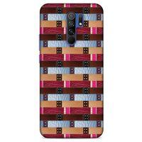 Xiaomi Redmi 9 Kılıf Patchwork (45) Liquid Air Kılıf Bordo Gri