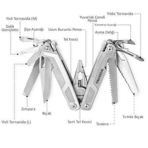 WORKPRO WP382008 16 IN 1 Çok Fonksiyonlu Profesyonel Pense Seti + Taşıma Kılıfı