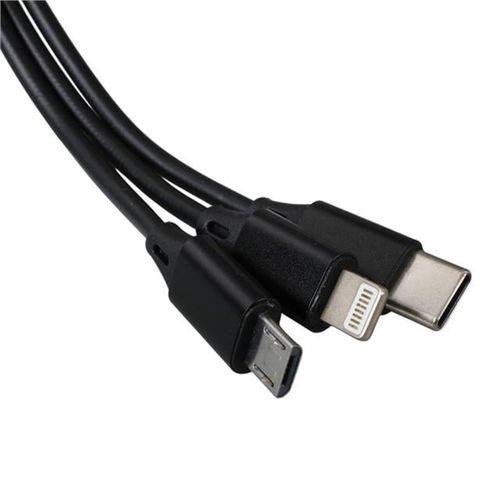 PowerMaster PM-26346 3 IN 1 Siyah Şarj Kablosu