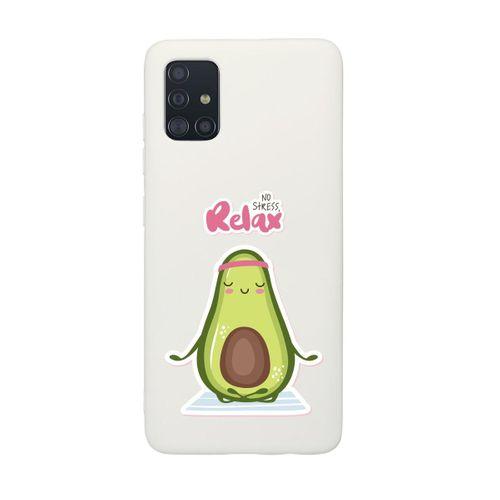 Samsung A51 Relax Avocado Desenli Premium Silikonlu Beyaz Telefon Kılıfı