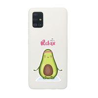 Samsung A51 Relax Avocado Desenli Premium Silikonlu Beyaz Telefon Kılıfı