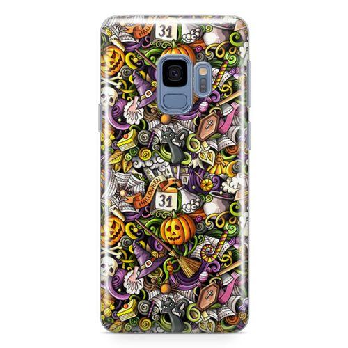 Samsung Galaxy S9 Kılıf Halloween Doodle Arka Kapak Koruma Desenli Full Koruyucu