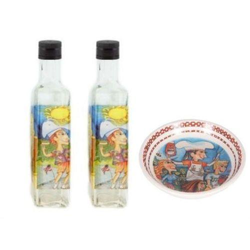 Barbekü Partisi Yağdanlık Tabak Set,2 Adet Yağ Şişesi 1 Adet Tabak