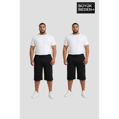 Büyük Beden Erkek 2’li Kapri Şort Rahat Kalıp Seti 3XL-6XL  SPR26BSR591+2