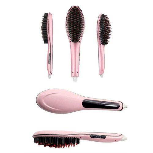 Elektrikli Saç Düzleştirici Tarak Saç Düzleştirici Fırça Sıkı Dişli Pembe