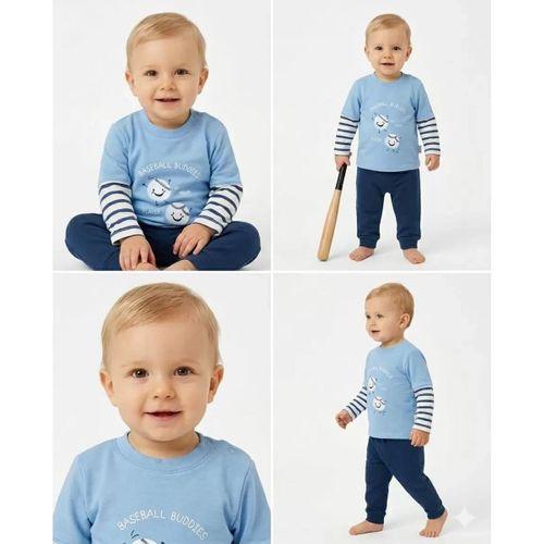 6/24 Ay Beyzboll Baskılı Bebek Takımı
