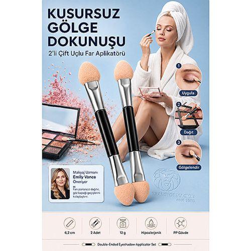 2'li Çift Uçlu Far Aplikatörü Seti 6.2 cm Göz Makyaj Süngeri 723480