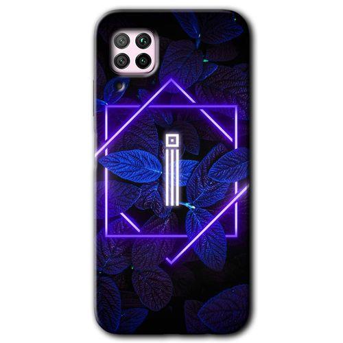 Potkal Hediye Fabrikası Huawei P40 Lite HD Baskılı Kılıf + 9D Tam Ekran Koruyucu - Dark Neon Yaprak İ Harfi