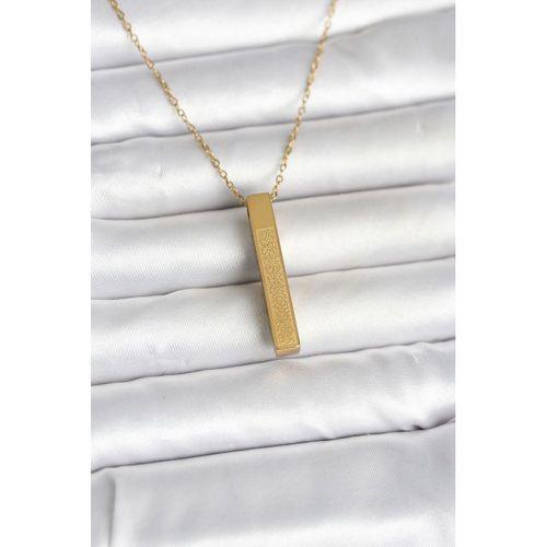 316L Çelik Gold Renk Ayetel Kürsi Yazılı Bar Çubuk Kolye