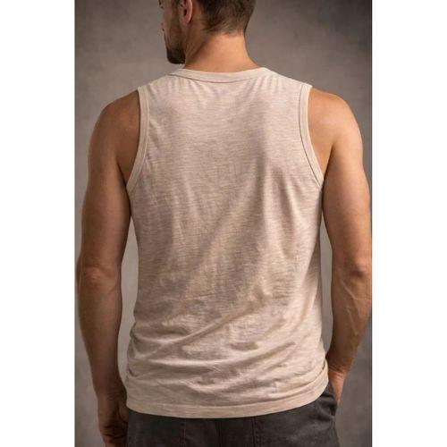 Erkek Flamlı Kumaş Sıfır Kolsuz Atlet Basic Spor Üst, Günlük Ve Fitness Kullanımına Uygun - Taş