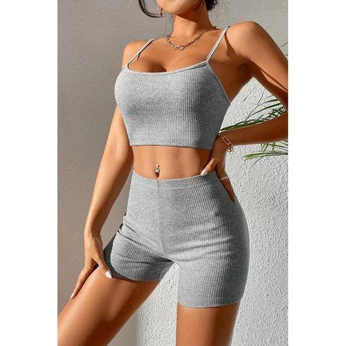 Kadın Gri Melanj Şortlu Kaşkorse Gecelik Takım
