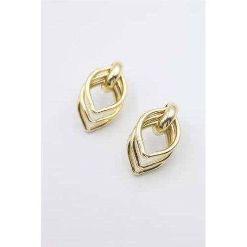 Metal Halka Küpe - Altın