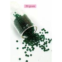 Dökme Cam Kum Boncuk (8/0) 3 mm - 20 Gram - Şeffaf Koyu Yeşil - BNC155