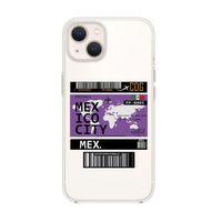 iPhone 14 Uyumlu Mexico Ticket Desenli Şeffaf Silikonlu Telefon Kılıfı