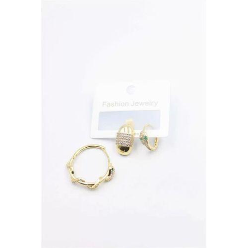 3'lü Yılan Küpe - Altın