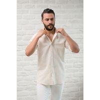 Slimfit Fit Yaka Düğmeli Çizgili Yazlık Gofre Kumaş Erkek Gömlek