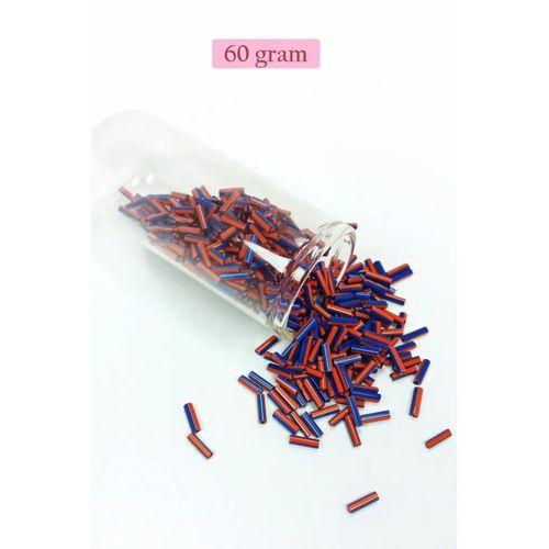 Uzun Boru Kesme Boncuk Çap 2mm Uzunluk 10 mm - 60 Gram - Turuncu Mavi - BNC277