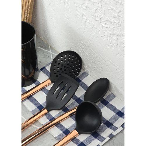 Silikon Servis Seti - Metal Saplı Stantlı Servis Takımı - 5 Parça