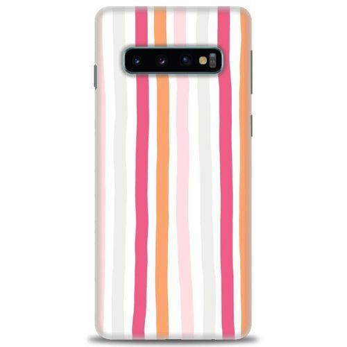 Samsung Galaxy S10 Kılıf HD Baskılı Kılıf - Pembe Çubuklar + Tam Ekran Koruyucu