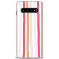 Samsung Galaxy S10 Kılıf HD Baskılı Kılıf - Pembe Çubuklar + Tam Ekran Koruyucu