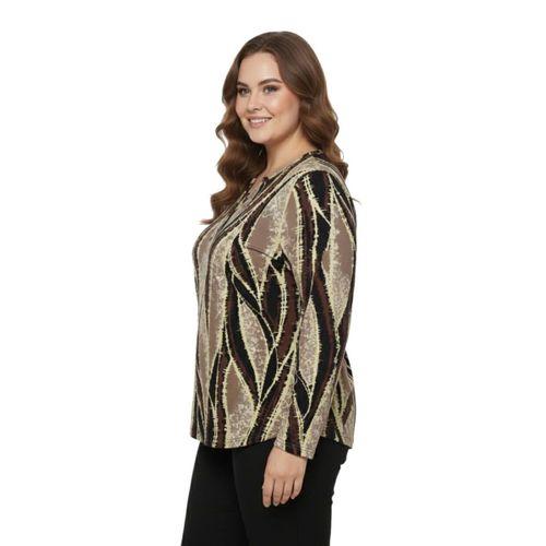 Kadın V Yaka Baskılı 2 Düğmeli Bluz BGL-ST05095