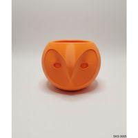 turuncu Baykuş Figürlü Mini Dekoratif Saksı 6 Cm Masaüstü Ofis Dekoru