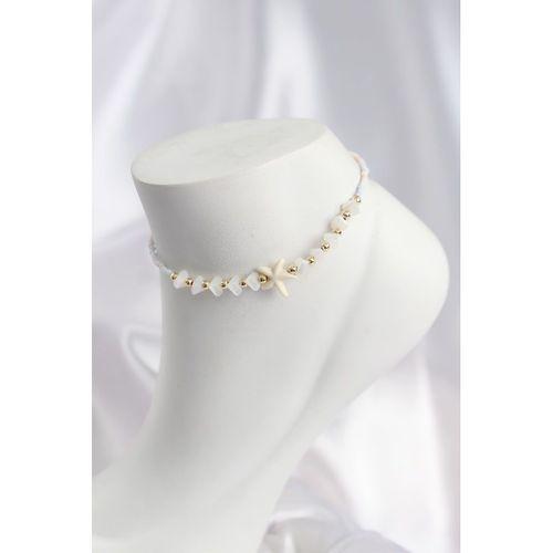 Beyaz ve Karışık Renk Deniz Yıldızı Motifli Halhal