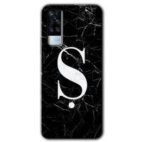 Vivo Y31 2021 Kılıf HD Desen Baskılı Arka Kapak - Siyah Mermer Desenli Ş Harfi + Kırılmaz Cam