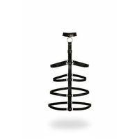 Siyah Kırbaç - Kelepçe Deri Vücut Kafesi Bağlama - Brf1061