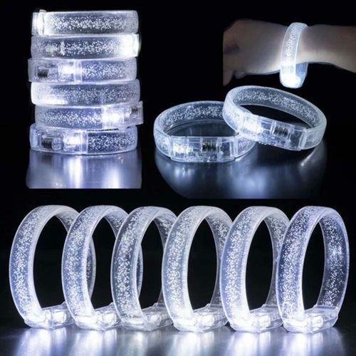 Eğitici Oyuncak Beyaz-Gümüş Led Işıklı Baskı Yapılabilen Pilli Bileklik Bilezik 1,5 cm Genişlik
