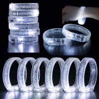 Eğitici Oyuncak Beyaz-Gümüş Led Işıklı Baskı Yapılabilen Pilli Bileklik Bilezik 1,5 cm Genişlik