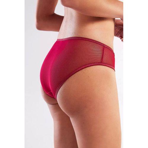 Golshan Gaspara Mini Slip, Kadın Güpürlü Tüllü Şarap Renkli Normal Kesim Külot