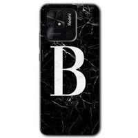 Xiaomi Redmi 10C HD Baskılı Kılıf + 9D Tam Ekran Koruyucu - Siyah Mermer Desenli B Harfi