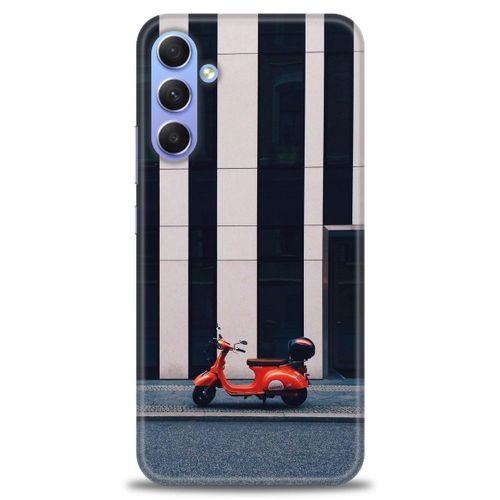 Samsung Galaxy A34 Kılıf HD Baskılı Kılıf - Kırmızı Motor + Tam Ekran Koruyucu