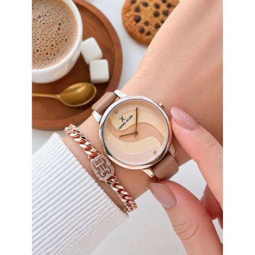 Daniel Klein Deri Kordonlu 2 Yıl Garantili 3 Atm Suya Dayanıklı Kadın Kol Saati+Bileklik BD.12559.5