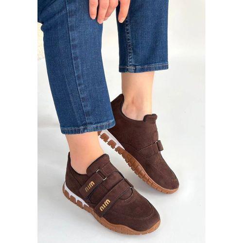 Tunga Kahverengi Süet Cırt Cırtlı Spor Ayakkabı