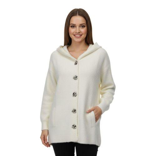 Kadın Kapüşonlu Spor Düğmeli Triko Sakallı Hırka BGL-ST05073